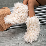 SUPER WHOLESALE | Furry Lower Top Teddy Boots in Apricot