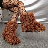SUPER WHOLESALE | Furry Lower Top Teddy Boots in Brown