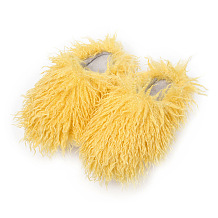 SUPER WHOLESALE | Furry Lower Top Teddy Slides in Yellow