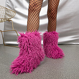 SUPER WHOLESALE | Furry Lower Top Teddy Boots in Rose Red