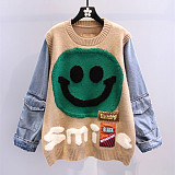 Patchwork Smile Sweater Top