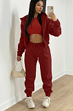 SUPER WHOLESALE | Hooded Tracking Suit with Tanks in Wine Red