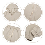 SUPER WHOLESALE | Hooded Tracking Suit with Tanks in Beige