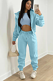 SUPER WHOLESALE | Hooded Tracking Suit with Tanks in Cyan