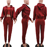 SUPER WHOLESALE | Hooded Tracking Suit with Tanks in Wine Red