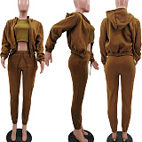 SUPER WHOLESALE | Hooded Tracking Suit with Tanks in Brown