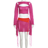 SUPER WHOLESALE | Strips Deco Layered Skirt Set