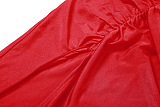SUPER WHOLESALE | Halter Plunging Neck Side Split Long Dress in  Red