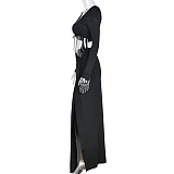 SUPER WHOLESALE | Split Skirt Set in Black