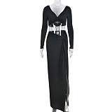 SUPER WHOLESALE | Split Skirt Set in Black