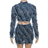 SUPER WHOLESALE | Handmade Knitted Tassel Texture Skirt Set