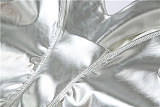 SUPER WHOLESALE | Pu Material Ruffle Pants in Silver