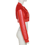 SUPER WHOLESALE | Pu Material Patchwork Women's Varcity Jacket Top