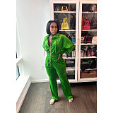 SUPER WHOLESALE | Velvet Fabric Tracking Suit in Green