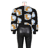 SUPER WHOLESALE | Floral Pattern Embroidered Lantern Sleeve Top in Black & Brown