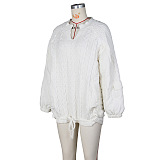SUPER WHOLESALE | Patchwork Knitted Sweater Top in White