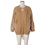 SUPER WHOLESALE | Patchwork Knitted Sweater Top in Camel