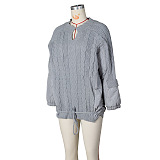 SUPER WHOLESALE | Patchwork Knitted Sweater Top in Grey