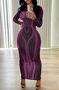 SUPER WHOLESALE | String Sketch Long Dress in Purple