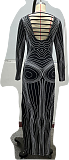 SUPER WHOLESALE | String Sketch Long Dress in Grey