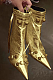 SUPER WHOLESALE | Pointed-toe, slender-heeled, metal-studded, low-cut ankle boots in Golden
