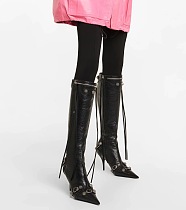 SUPER WHOLESALE | Pointed-toe, slender-heeled, metal-studded, Knee Height Boots