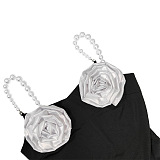 SUPER WHOLESALE | Rose & Fake Pearl Deco Maxi Dress