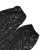 SUPER WHOLESALE | Sequins Back Zip Up Plunging Neck Long Dress in Black