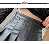 SUPER WHOLESALE | Pu Material Pleated Skirt