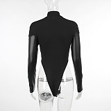 SUPER WHOLESALE | Patchwork Bodysuit in Black