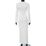 SUPER WHOLESALE | Wave Texture Fabric Long Dress