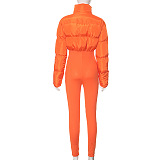 SUPER WHOLESALE | Patchwork Puffy Jumpsuit in Orange