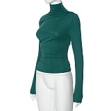 SUPER WHOLESALE | Turtle Neck Top in Solid Green
