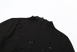 SUPER WHOLESALE | Distress Hollow-out Jumpsuit in Black