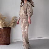 SUPER WHOLESALE | Sequined Printed Zip-up Casual Two-Piece Set