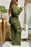 SUPER WHOLESALE | Chenille Big Pockets Pants Set in Grass Green