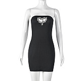 SUPER WHOLESALE | Pit Material Heart Cut-out Offer Shoulder Dress in Black