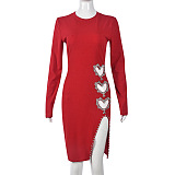 SUPER WHOLESALE | Pit Material Heart Cut-out Dress