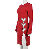 SUPER WHOLESALE | Pit Material Heart Cut-out Dress
