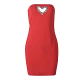 SUPER WHOLESALE | Pit Material Heart Cut-out Offer Shoulder Dress in Red