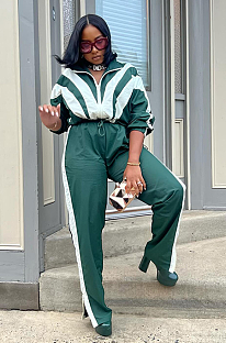 SUPER WHOLESALE | Patchwork Jogger Set in Green and White