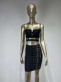 SUPER WHOLESALE |  Buckle Decor Skirt Set in Black