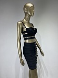 SUPER WHOLESALE |  Buckle Decor Skirt Set in Black