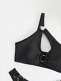 SUPER WHOLESALE |  Ring Decor Swimwear 2 Pieces in Black