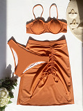 SUPER WHOLESALE |  Drawstring Swimwear 3 Pieces in Brown