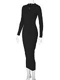 SUPER WHOLESALE |  Half Zip Up Hoodie Long Dress in Black