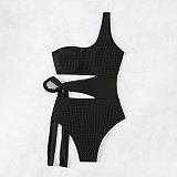 SUPER WHOLESALE | One-shoulder Side Hollow-out One-piece Swimwear