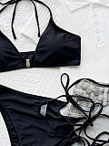 SUPER WHOLESALE | Cut-out Halter Swimwear in Black