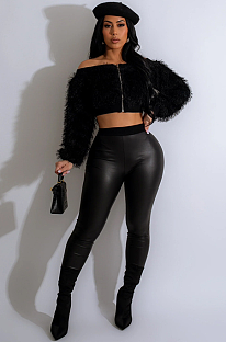 SUPER WHOLESALE | Furry Top & Tight-fitting Pants