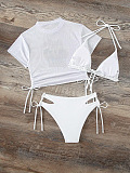 SUPER WHOLESALE | Pattern Printed Bikini and Shirt Set in White